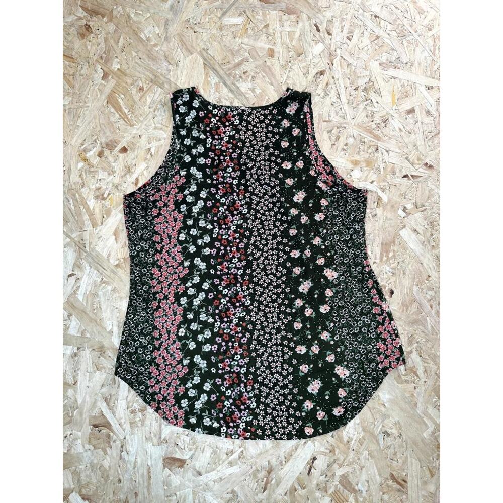Van Heusen Floral Tank Top Womens Large Green Pink Mixed Flower Print Sleeveless - Picture 9 of 14